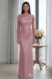 Dark Green Mermaid Asymmetrical Neck Ruched Evening Dress