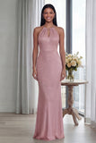 Halter Sky Blue Cut Out Mermaid Evening Dress