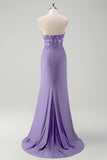 Green Mermaid Strapless Corset Sequin Long Prom Dress with Slit