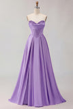 Golden A Line Corset Sweetheart Long Prom Dress
