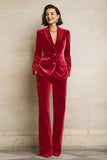 Purple Velvet Peak Lapel 2 Piece Women Suits