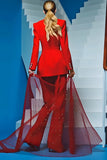 2-Piece Red Notched Lapel Women Suits