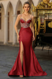 Sparkly Mermaid Satin Corset Dusty Blue Prom Dress