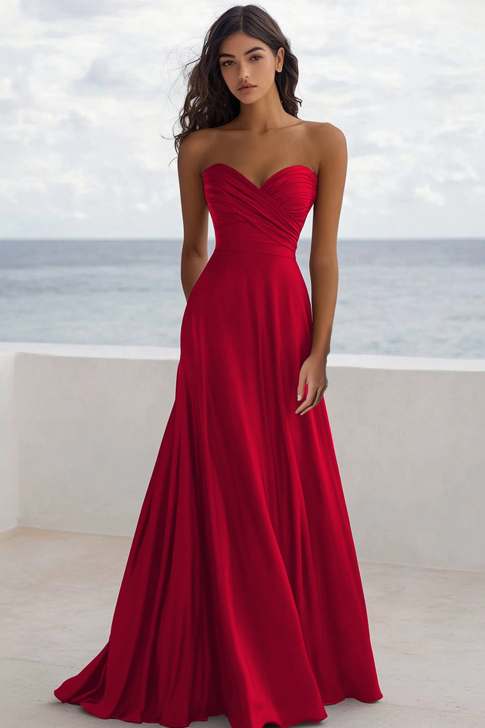 sachin and babi light blue dress WEDTREND Women Strapless Formal Dress A Line Sleeveless Ruched Burgundy Evening  Dress – Wedtrend UK