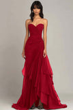 Strapless Mermaid Ruched Ruffled Long Formal Dress