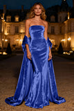 Strapless Silver Velvet Mermaid Evening Dress with Shawl