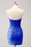 Fuchsia Sweetheart Corset Tight Short Prom Dress with Beading