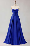 Golden A Line Corset Sweetheart Long Prom Dress