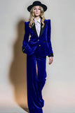 Velvet Burgundy 2 Piece Single Breasted Peak Lapel Prom Suits