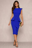 Pencil Navy Midi Work Dress With Slit