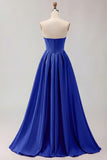 Golden A Line Corset Sweetheart Long Prom Dress
