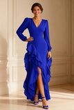 Mermaid Purple V-Neck Mother of the Bride Dress With Ruffles