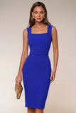 Pencil Square Neck Navy Work Dress