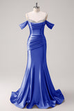 Glitter Blush Mermaid Cold Shoulder Beaded Long Prom Dress