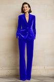 Purple Velvet Peak Lapel 2 Piece Women Suits