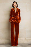 Velvet Peak Lapel Purple 2 Piece Slim Fit Women Suits