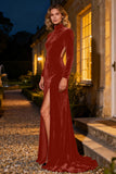 Navy High Neck Cut Out Velvet Evening Dress
