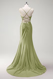 Black Mermaid Beaded Corset Satin Long Prom Dress with Slit
