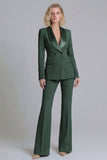 Shawl Lapel Green 2 Piece Classic Women Suits