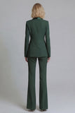 Shawl Lapel Green 2 Piece Classic Women Suits