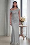 Dark Green Mermaid Asymmetrical Neck Ruched Evening Dress