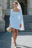 Ivory Square Neck Bodycon Bridal Shower Dress