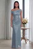 Dark Green Mermaid Asymmetrical Neck Ruched Evening Dress