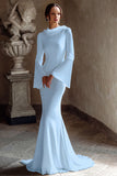 Mermaid Ivory Cowl Neck Bridal Shower Dress With Flare Sleeves