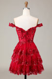 Sparkly A Line Off The Shoulder Corset Lace Little Black Dress