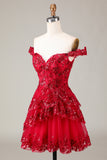 Sparkly A Line Off The Shoulder Corset Lace Little Black Dress