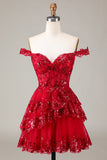 Sparkly A Line Off The Shoulder Corset Lace Little Black Dress