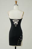 Stylish Sheath Strapless Little Black Dress with Tassel