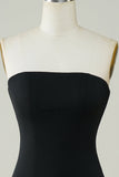 Stylish Sheath Strapless Little Black Dress with Tassel