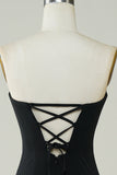 Stylish Sheath Strapless Little Black Dress with Tassel