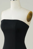 Stylish Sheath Strapless Little Black Dress with Tassel