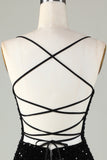 Spaghetti Straps Sequin Bodycon Little Black Dress