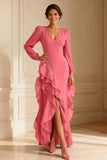 Mermaid Purple V-Neck Mother of the Bride Dress With Ruffles