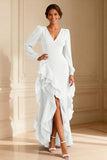 Mermaid Purple V-Neck Mother of the Bride Dress With Ruffles
