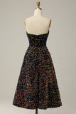 A Line Sweetheart Sequins Little Black Dress