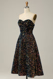 A Line Sweetheart Sequins Little Black Dress