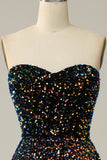 A Line Sweetheart Sequins Little Black Dress