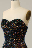 A Line Sweetheart Sequins Little Black Dress