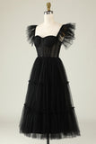 A-Line Tulle Sweetheart Little Black Dress
