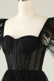 A-Line Tulle Sweetheart Little Black Dress