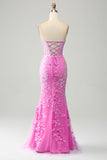 Stylish Mermaid Sweetheart Light Blue Corset Prom Dress with Appliques