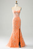 Stylish Mermaid Sweetheart Light Blue Corset Prom Dress with Appliques