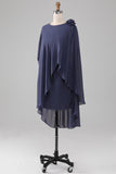 Sheath Scoop Neck Beaded Midi Chiffon Mother of the Bride Dress