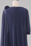 Sheath Scoop Neck Beaded Midi Chiffon Mother of the Bride Dress
