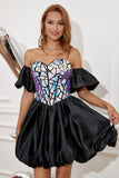 Sweetheart Little Black Dress With Detachable Sleeves