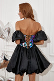 Sweetheart Little Black Dress With Detachable Sleeves